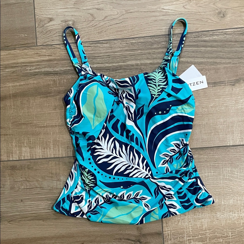 Jantzen Tankini Top • Calypso Blue Print • Size 6 • NWT